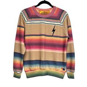 AVIATOR NATION TULUM BOLT STITCH SWEATSHIRT LIGHT KHAKI WOMEN’S SIZE SMALL